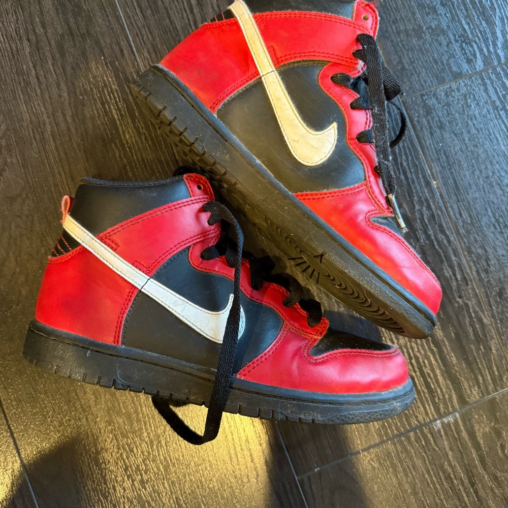 Nike Red and Black High-Top Dunks